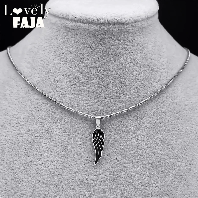 

Gothic Style Angle Wings Necklace Stainless Steel Crystal Kpop Necklaces Snake Chain Choker Jewelry nuevo en collares NA11S03