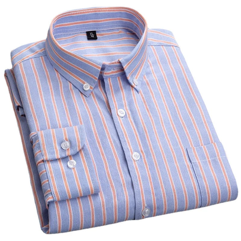 

2022 New Mens Striped Shirt 60% Cotton High Quality Mens Business Casual Long Sleeve Shirt Male Social Dress Shirts Flannerl 4XL