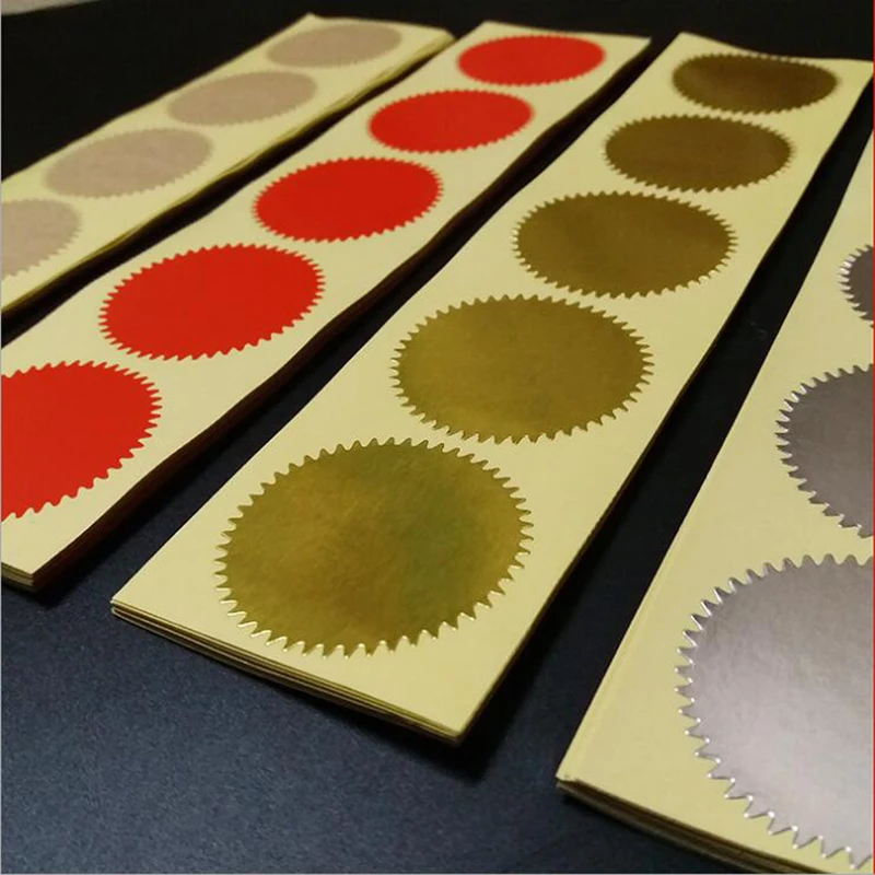 300pcs of 45mm Diameter Gold Silver Red color sticker gear shape for embossed stamp OF01