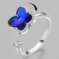 rotate freely zircon butterfly finger ring relieving anti stress fidget anxiety rings for women trendy mothers day jewelry gift