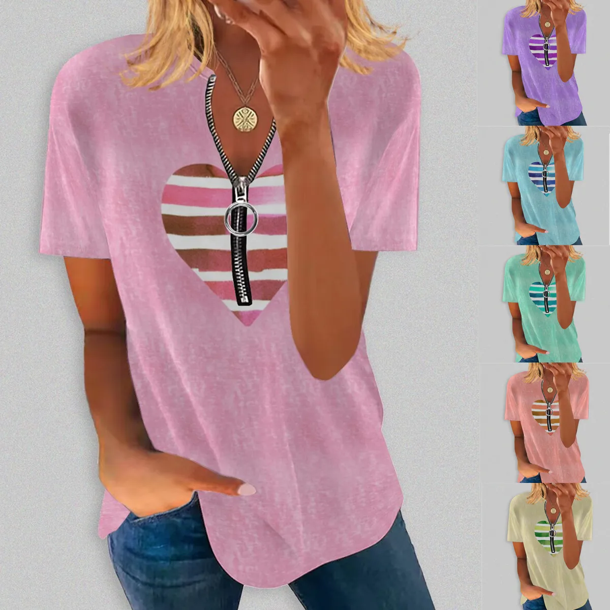 

Женский летний топ с коротким рукавом и V-образным вырезом