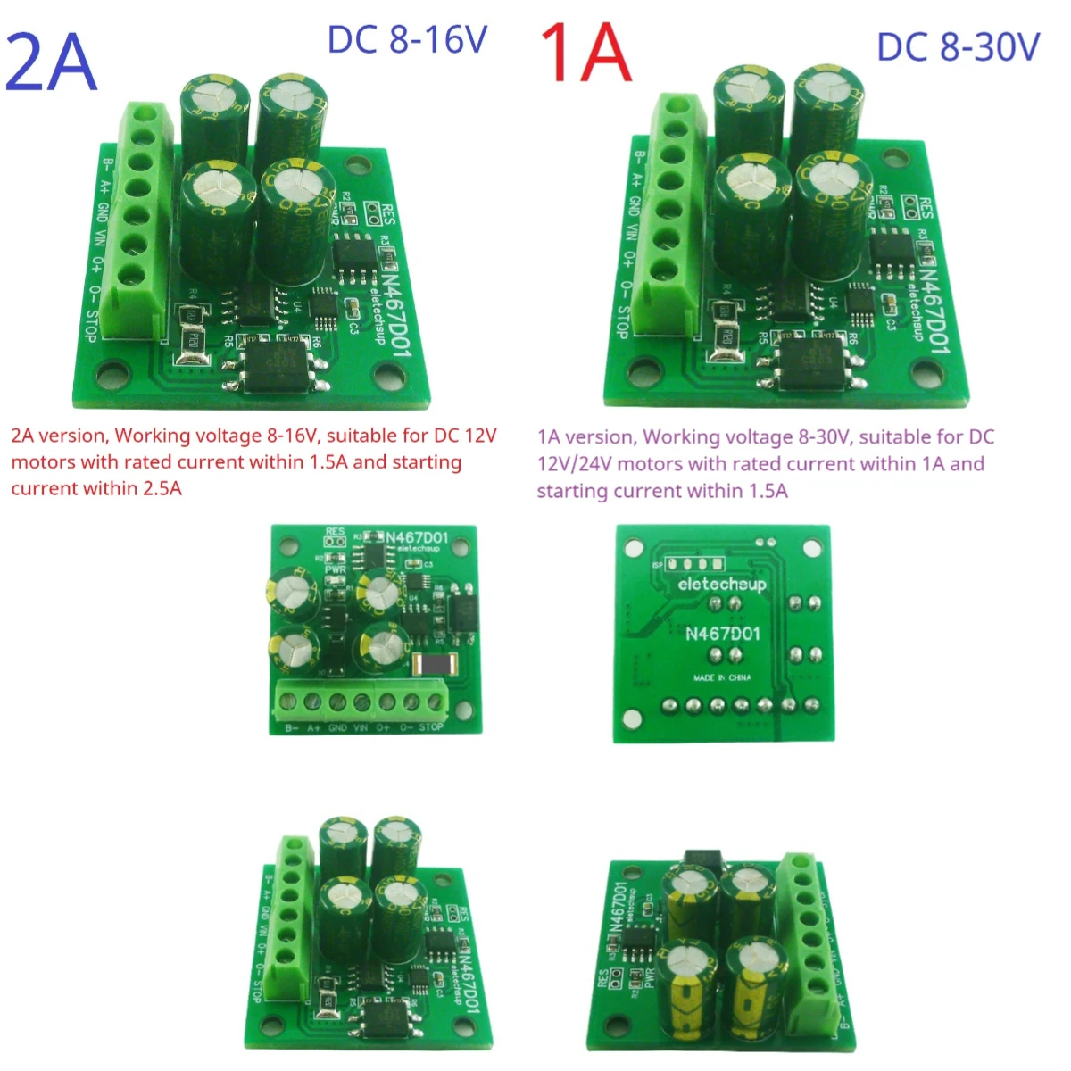 

N467D01 12V 24V 1-2A RS485 MODBUS RTU Small DC Motor Controller Run Independently After Setting