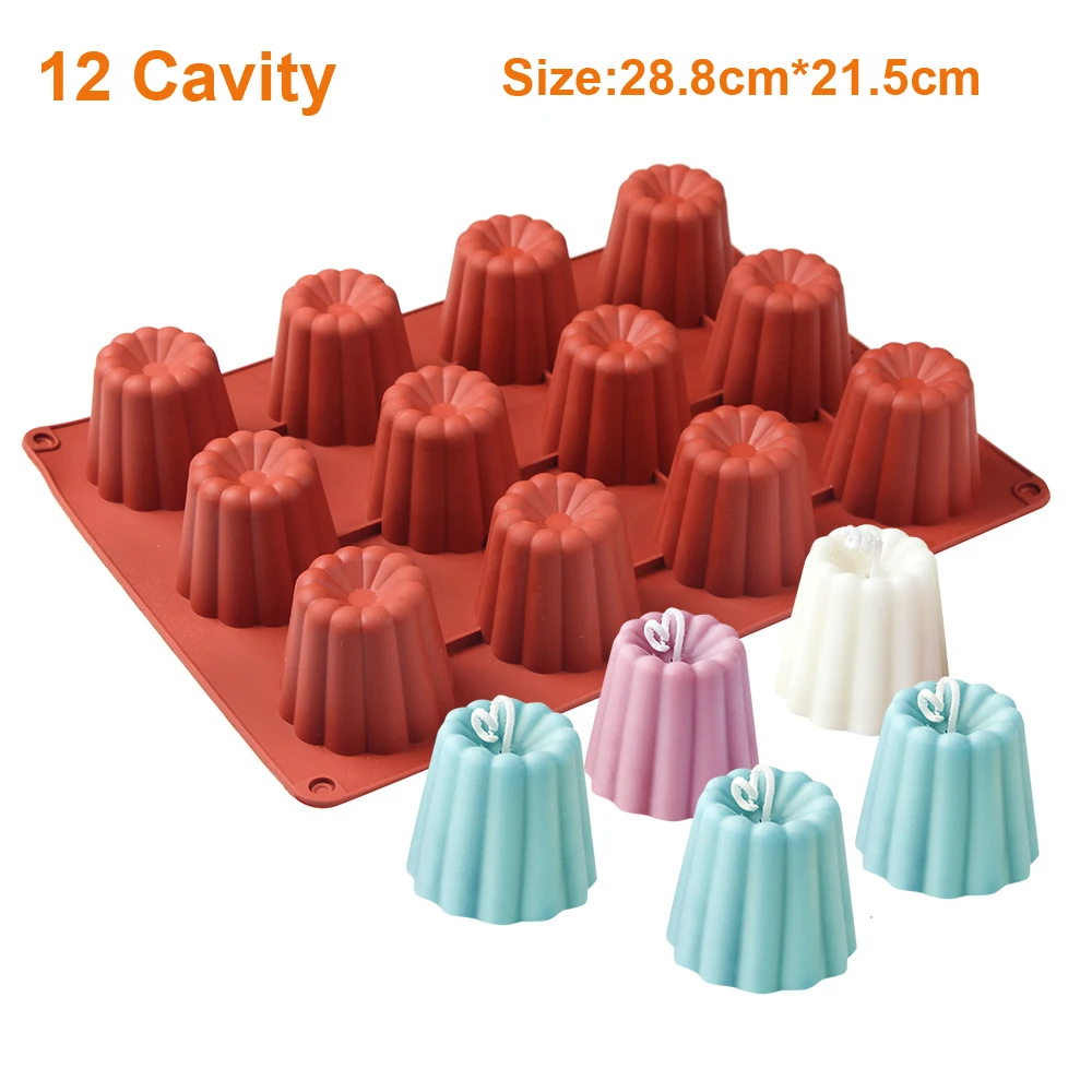 Canele Mold Silicone Canneles Mold Rectangular Spiral Donuts Round Flat Love Heart Shape Cake Silicone Baking Pan Tools