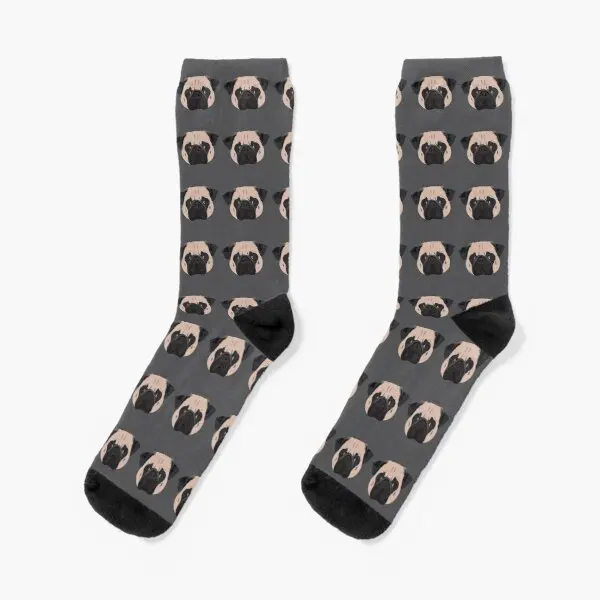 

Winston The Pug Crew Socks Mens Best Breathable Comfortable Winter Funny Pattern Sports Black Cartoon Unisex Autumn Cute Ladies