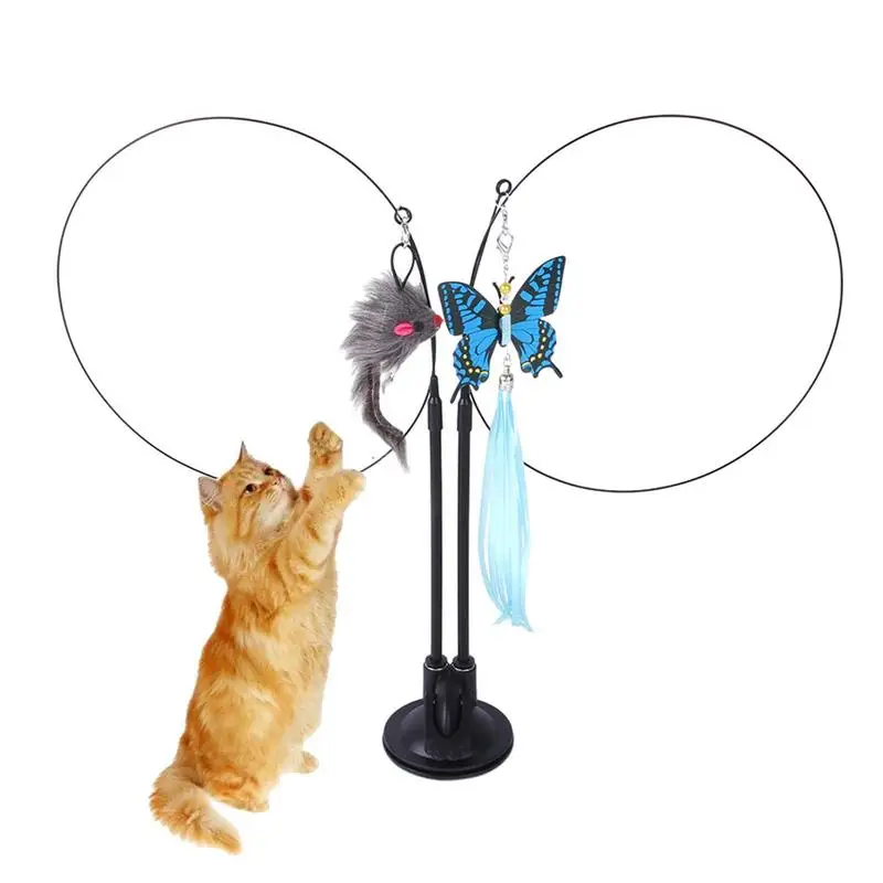 

Sucker Cat Teaser Toy Cat Wand Toy With Feather Portable Cat Teaser Developmental Toys Indoor Interactive Cat Teaser Wand For