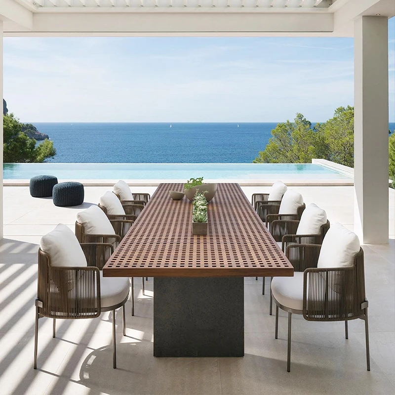 Роскошная уличная садовая мебель из ротанга тикового дерева уличный стол и Набор