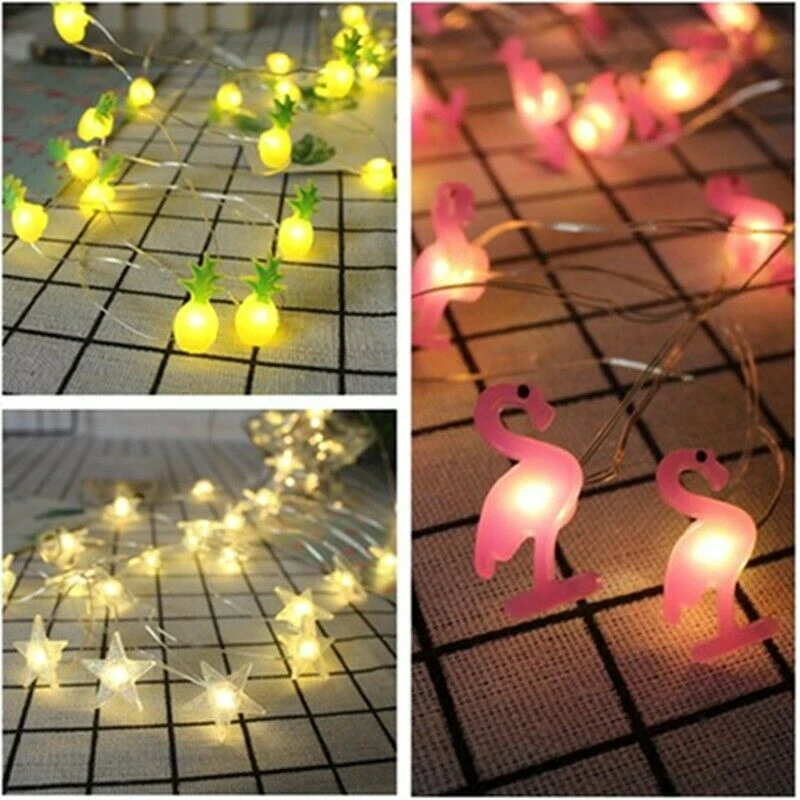 20 LED 2m String Light Flamingo Pineapple Stars Watermelon Shape LED Lamp for Hawaii Wedding Birthday Party Kids Room Decoration images - 6