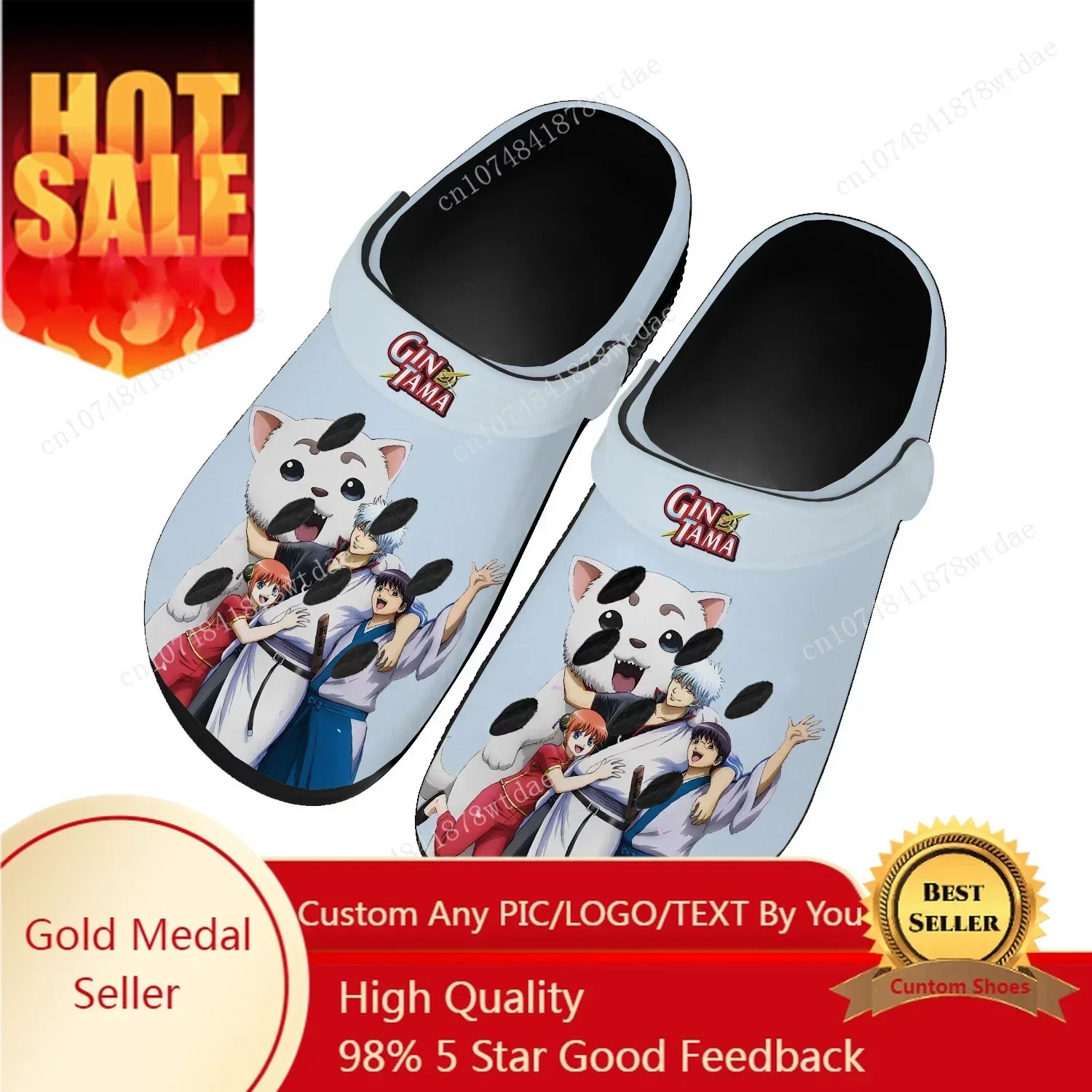 Сабо Gintama для дома мужчин и женщин изготовленная на заказ Водная обувь подростков