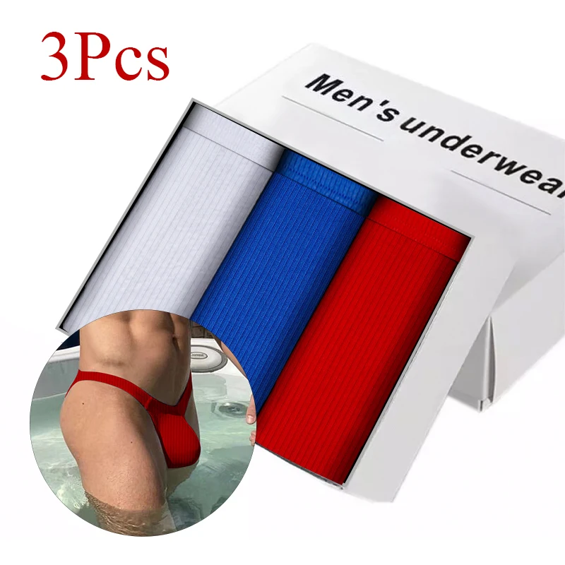 

3 шт., мужские классические брифы из хлопка