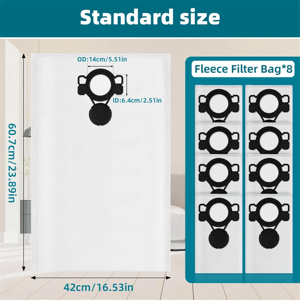 В 107418353 Фильтр-мешки для вытяжки влажной/сухой пыли Makita/вакуумная модель VC4210L