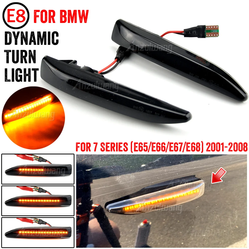 

Car LED Side Marker Turn Signal Light Dynamic Flowing Sequential Indicator Lamp For BMW 7 Series E65 E66 E67 E68 2001-2008