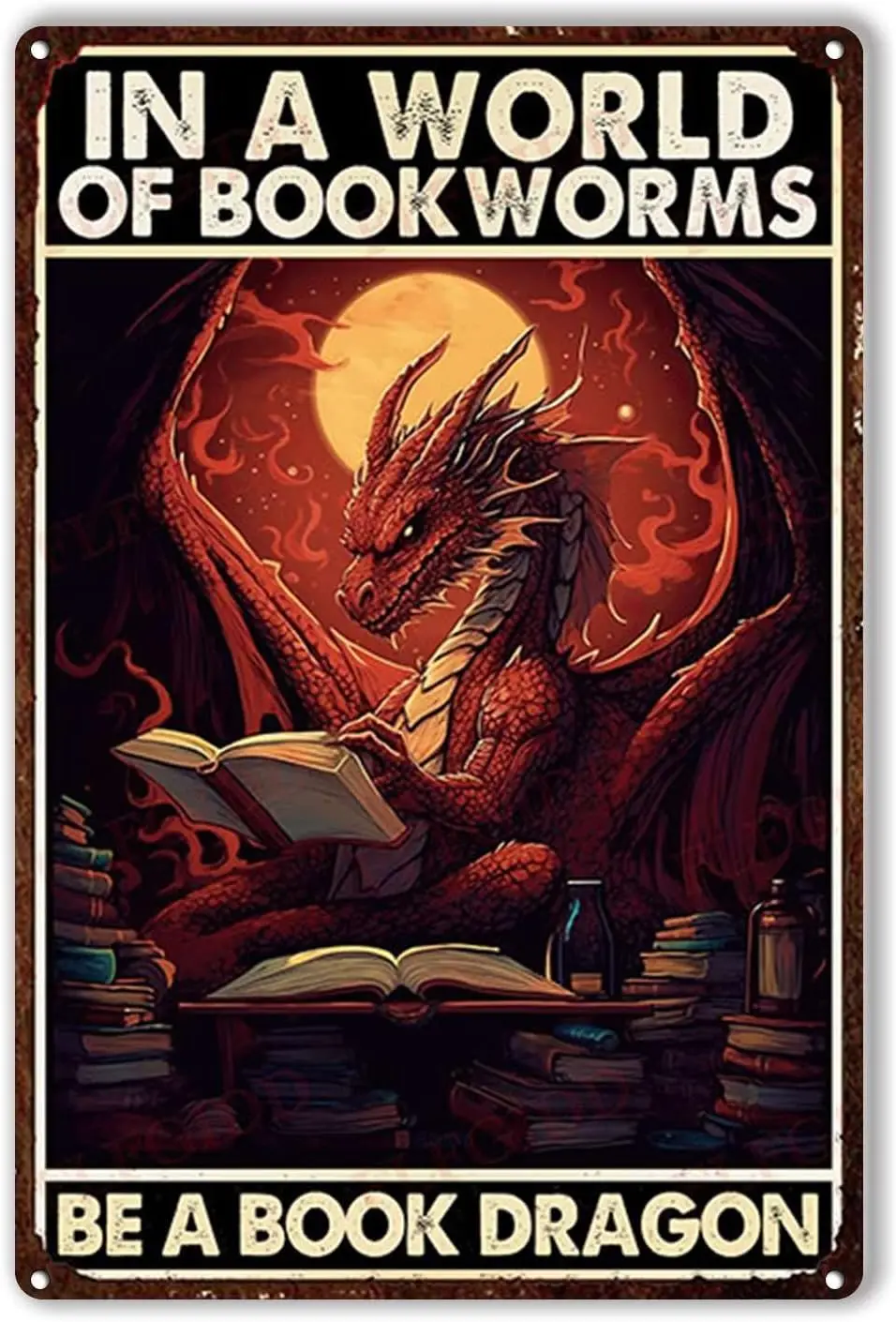 FLFGIDD Оловянная металлическая вывеска В мире полная книжных червей будь книжным