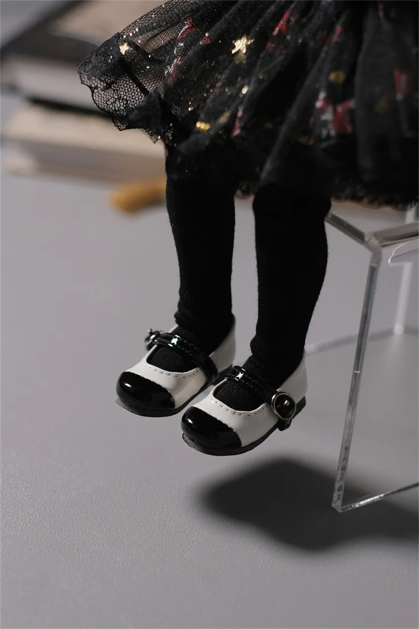 BJD YOSD кукольная обувь 1/6 1/4 черно-белая подходящая цветная Маленькая кожаная
