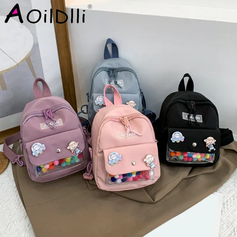 

Милый рюкзак для девочек с мультяшным рисунком и знаком для женщин, экологически чистый холщовый маленький рюкзак для девочек, школьная сум...