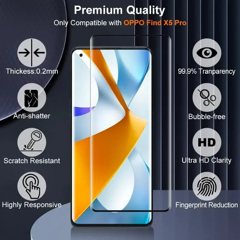 4 шт. 3D закаленное стекло для OPPO Find X3 X5 Pro изогнутое ультразвуковое Защитное экрана