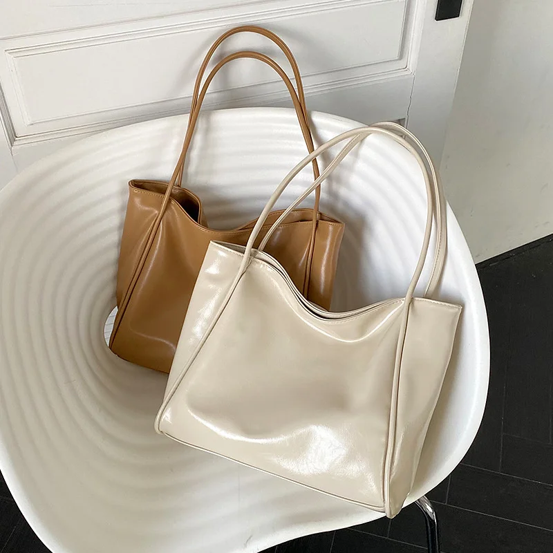 

Сумка-тоут Oilskin женская, Роскошная сумочка из мягкой искусственной кожи, модный саквояж на плечо, однотонный Повседневный чемоданчик кросс-...