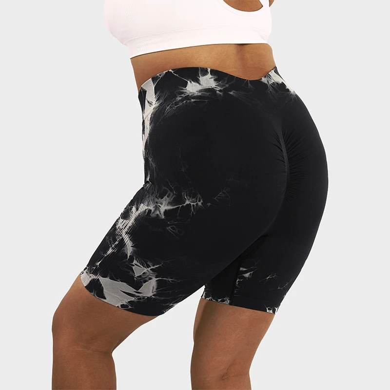 LUOYIYANG Tie Dye Seamless Plus Size Women's Shorts Push Up Gym Booty Lifting Sports Fitness Woman 2023 Knit Yoga Clothing L-3XL
