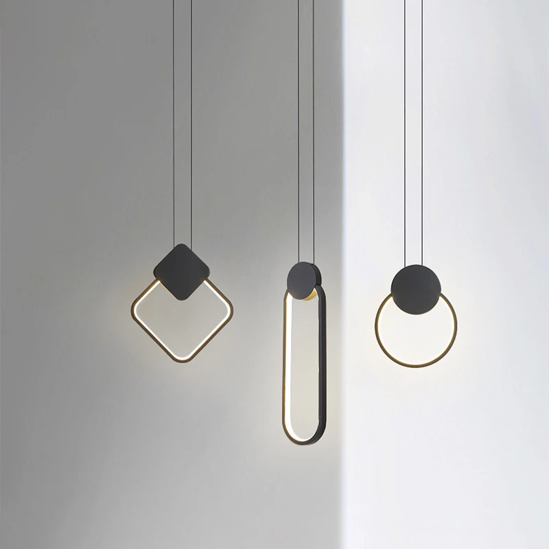 Современная черная Подвесная лампа светодиодный потолочный светильник с