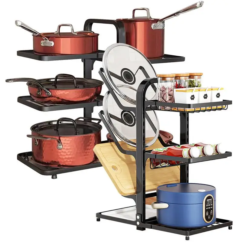 

Pots And Pans Organizer Rack Kitchen Countertop Organizer Adjustable Multi-Tier Spice Rack Organizer For Spoon Pots Pan