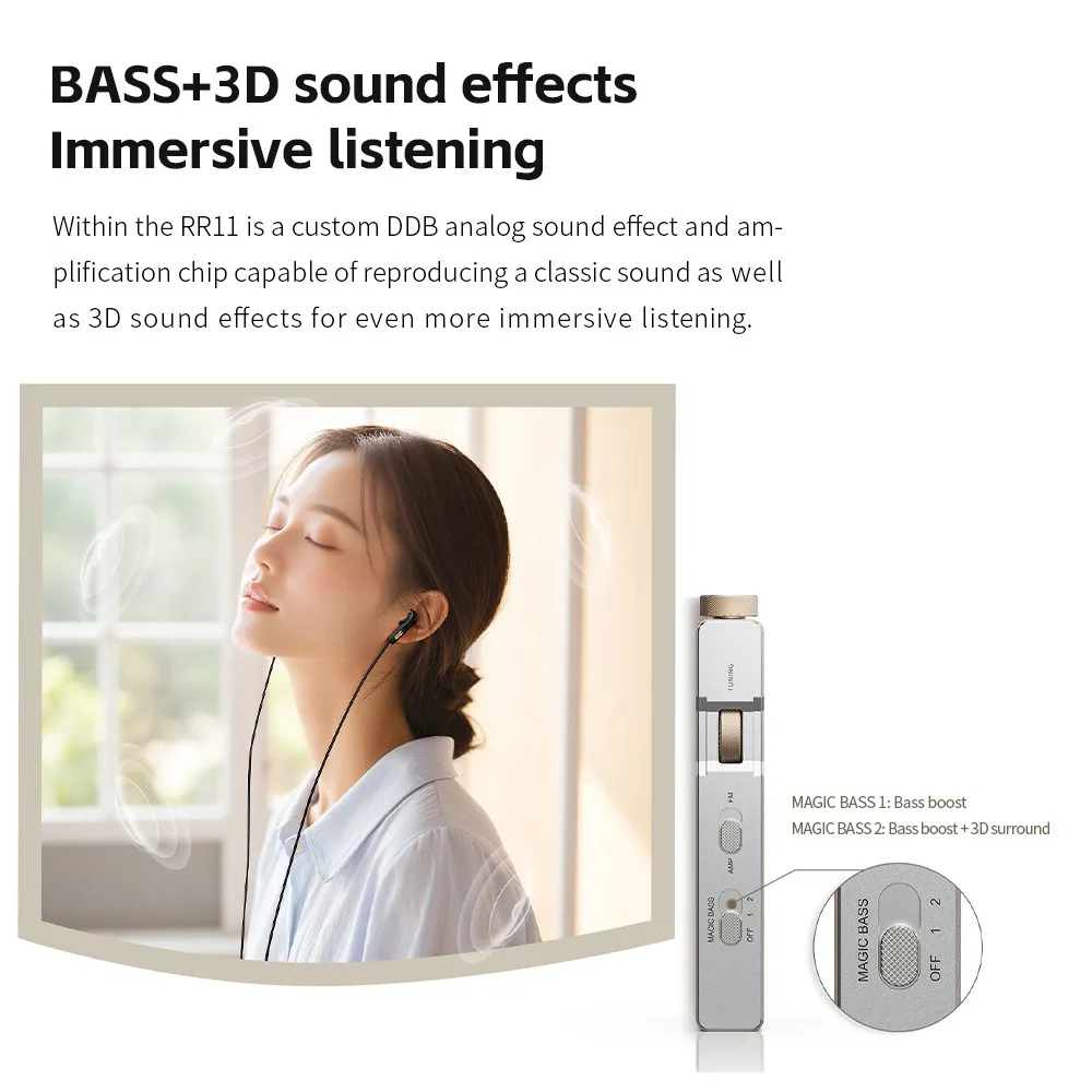 FiiO RR11 Портативный Hi-Fi FM стерео радиоприемник с аналоговой настройкой PVR BASS + 3D звуковые эффекты 64 МГц-108 МГц (art.: 3920cd09529d2) - 3920cd09529d2