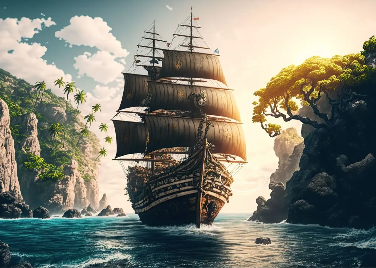 

Печать на холсте "Черный пиратский корабль"