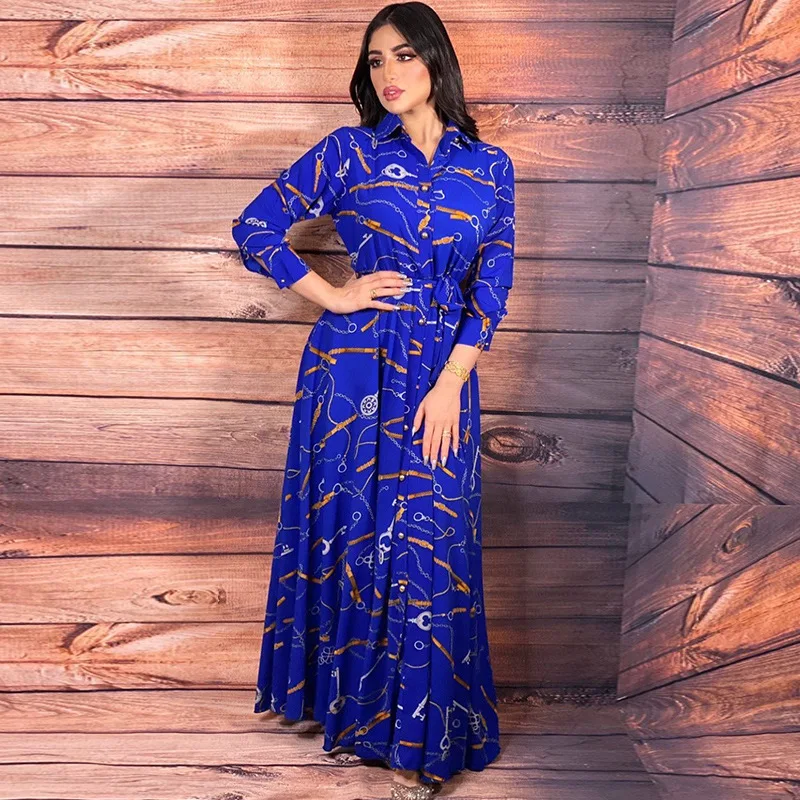 

Plus Size Muslim Women's Shirt Dress Caftan Marocain Evening Dresses 2022 Long Sleeve Maxi Vestidos Kaftan Robe Femme Musulmane