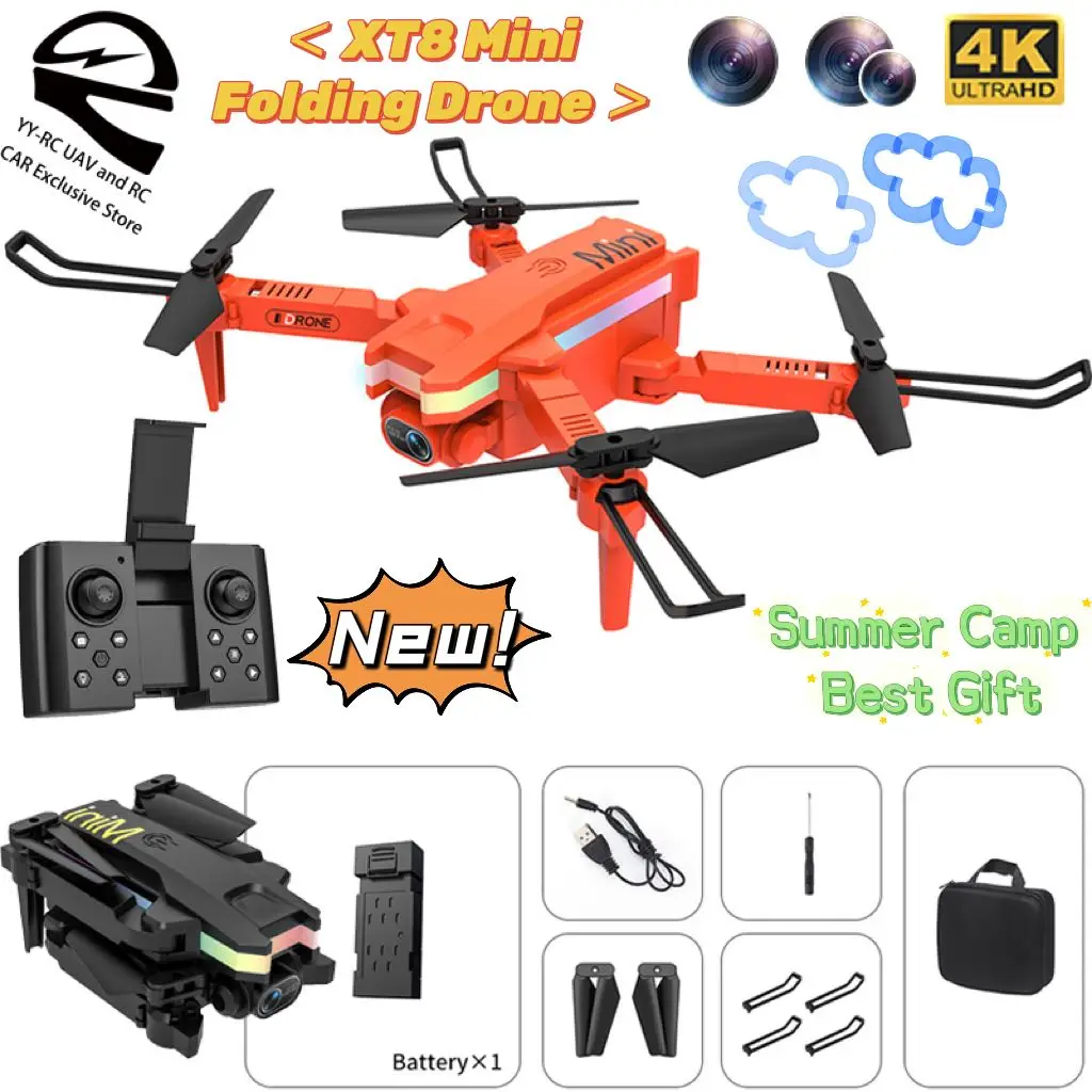 Mini Dron XT8 4K Profesional RC, helicóptero FPV, con cámara HD, GPS, 5 KM, Quadcopter, regalo para fotografía, Juguetes para niños