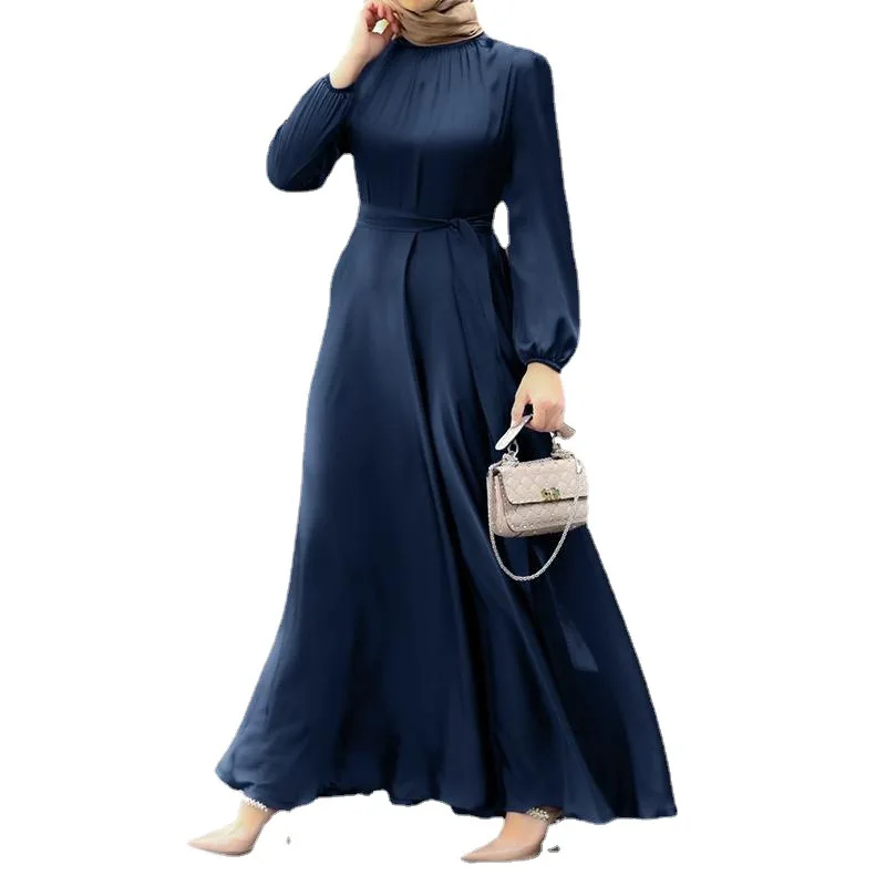 Gaun Sundress Turki Pesta Liburan Wanita Fashion Gaun Muslim Musim Semi Lengan Panjang Maxi  modest dress