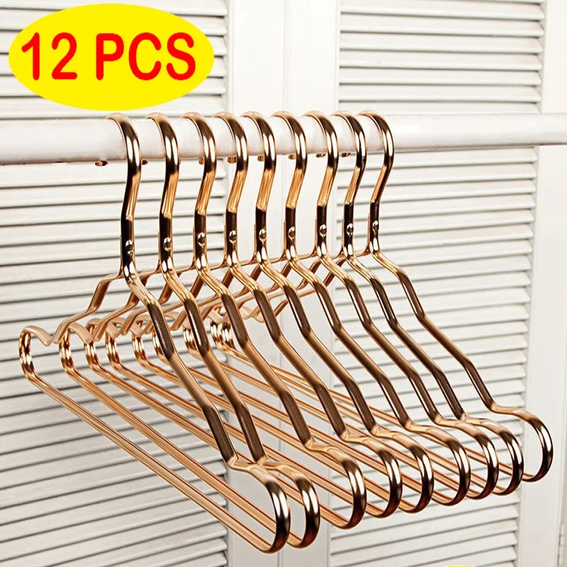 

6/12Pcs Aluminium Alloy Clothes Hangers Wardrobe Organizer Storage Rack Coat Hangers Anti-slip Seamless Metal Drying Rack