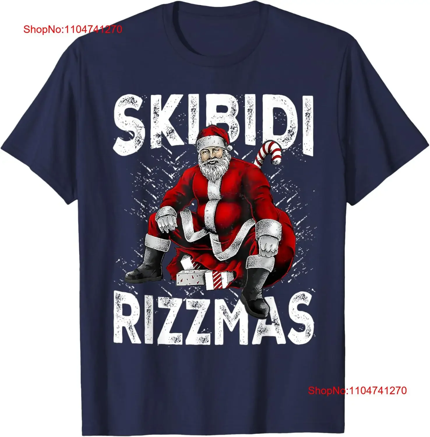 Фото Крутая мужская футболка Skibidi Rizzmas Christmas Rizz Santa Claus Charisma, винтажная стильная футболка унисекс с рисунком №1