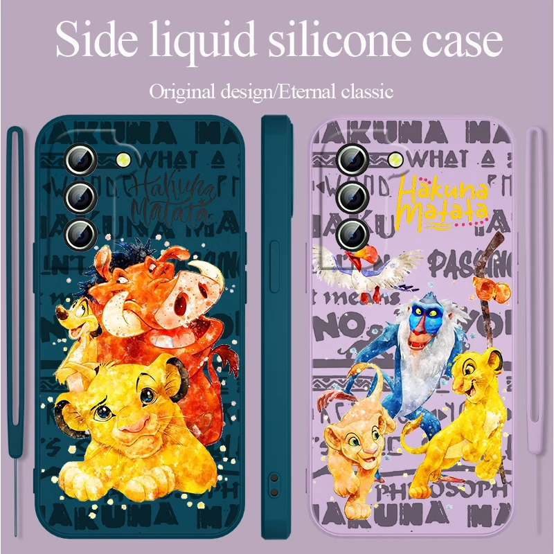 

Disney Lion king Cute For Samsung Galaxy S23 S22 S21 S20 FE Ultra Plus S10 Lite 5G Liquid Rope Phone Case
