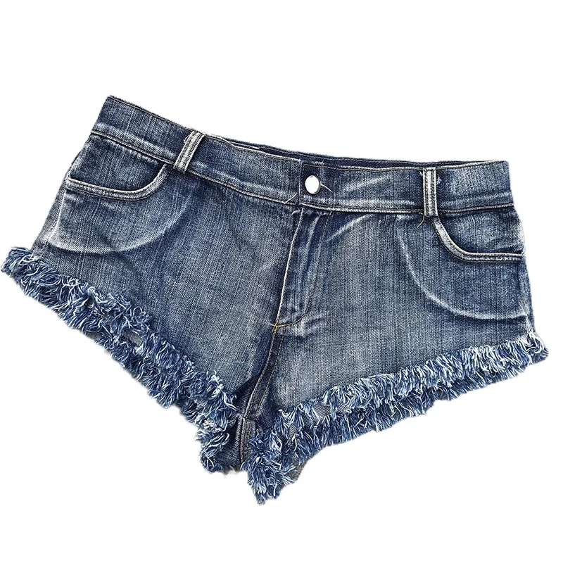 2021 Low Waist Summer Hot Beach Tassel Denim Shorts Jeans Mini Skinny Sexy Club DJ Dance Bodycon Mall Goth Booty Shorts Women