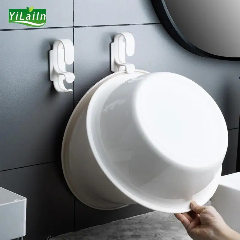 

YiLaiIn (2pcs)Washbasin Hook, Bathroom Hooks, Bathroom Wall Hanging Basin,Adhesive Hooks for Hanging,Towel Hook for Bathrooms