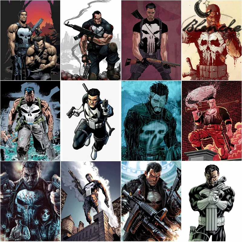 

Картина из Аниме комиксов Marvel, алмазная вышивка, картина-Каратель, мозаика стразы, вышивка крестиком для гостиной, украшение для дома