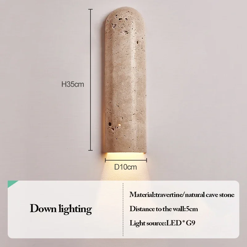 

Настенный светильник из натурального травертина, прикроватный светильник из пещерного камня вверх и вниз, освещение для дома, внутреннего декора, спальни, гостиной, прохода