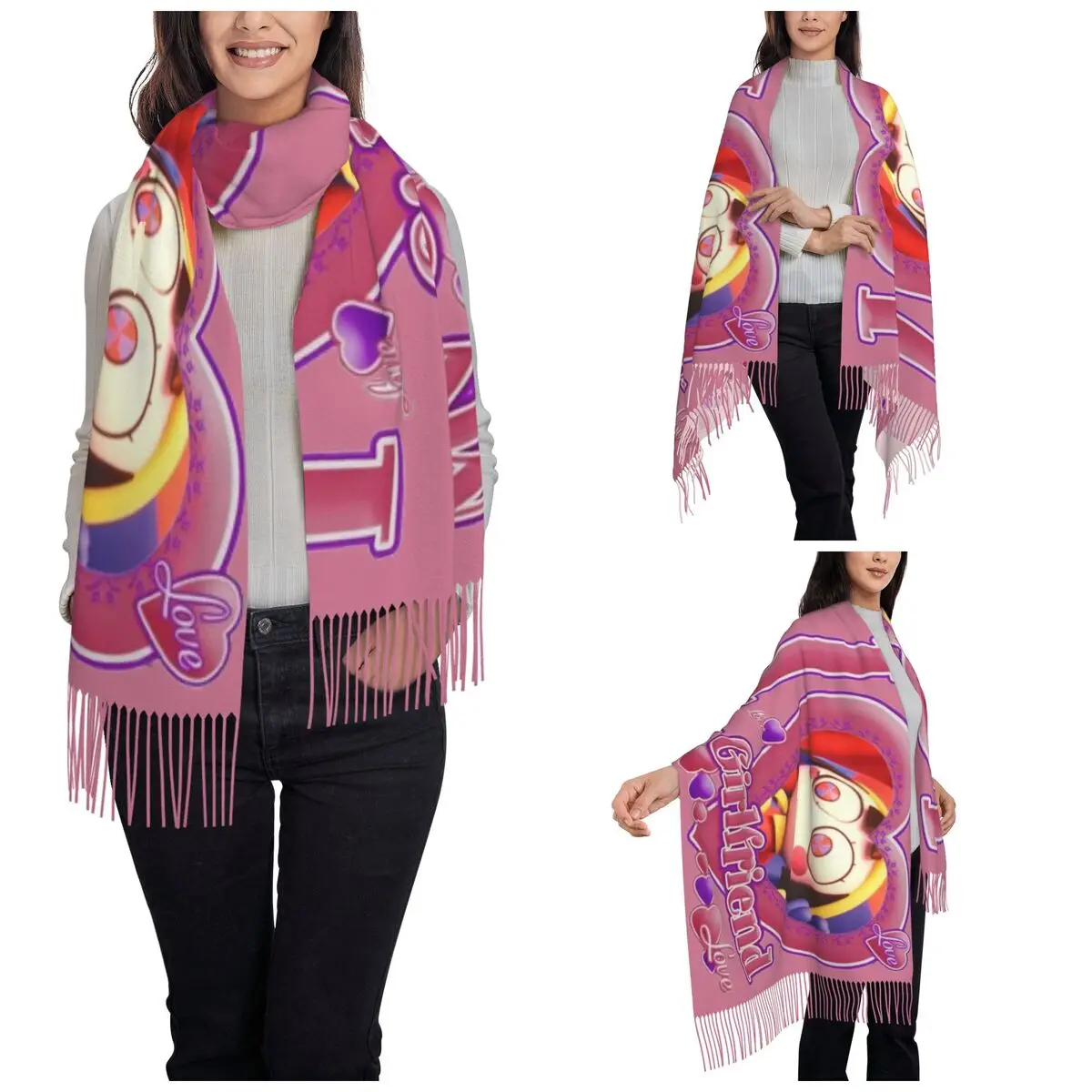 Женский шарф с кисточкой Pomni удивительный цифровой цирковый пакет большая зимняя