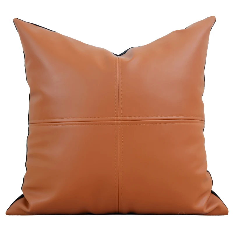 Фото Luksusowa poszewka na poduszkę Nordic Leather Texture PU Leather Fabric, prosta i modna poduszka na oparcie sofy №5