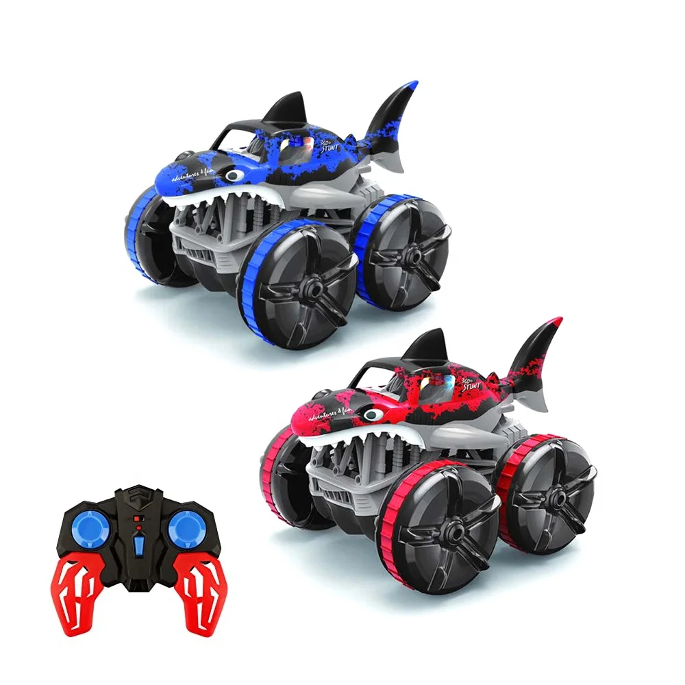 

360 degree spins waterproof rc amphibious shark stunt car toys super walker 4WD remote control off-road car vehicle with light