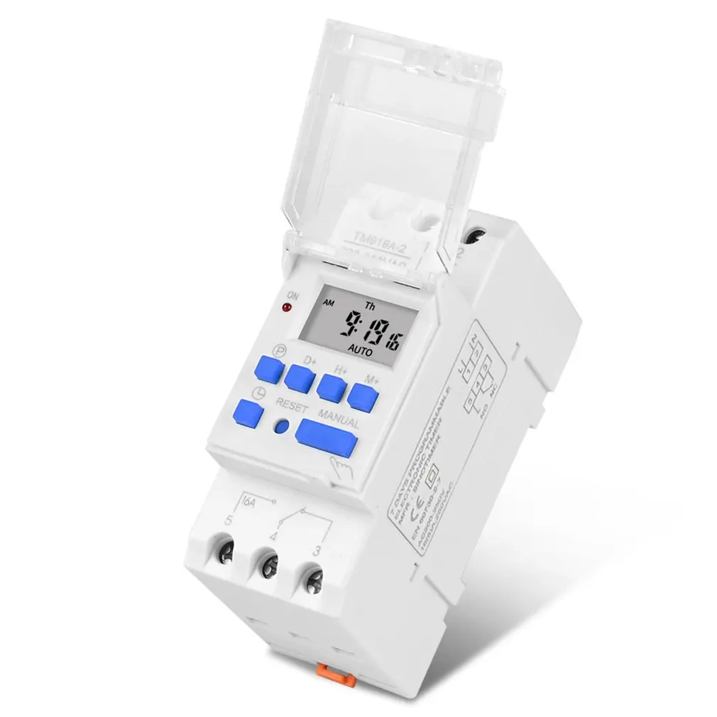 

Electronic Weekly 7 Days Programmable Digital Industrial Time Switch Relay Timer Control AC 220V 16A Din Rail Mount