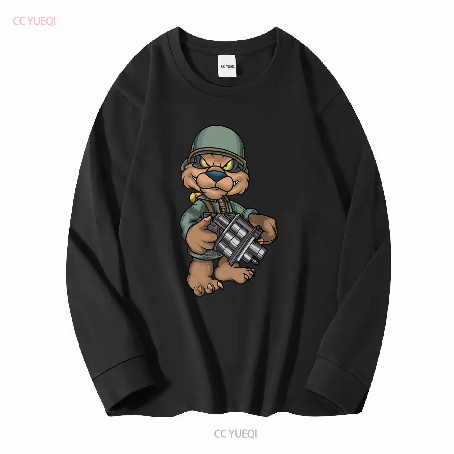 Фото Футболка унисекс Army Conker Bad Fur Day Teddy с пистолетом и короткими рукавами, винтажная стираная, слегка растянутая, унисекс, дышащая, повседневная №3