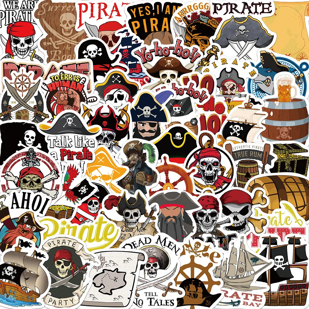 

10/30/50PCS Cool Mystery Evil Pirate Skull Cartoon Sticker DIY Laptop Luggage Skateboard Graffiti Decals Fun for Kid Toys Gift