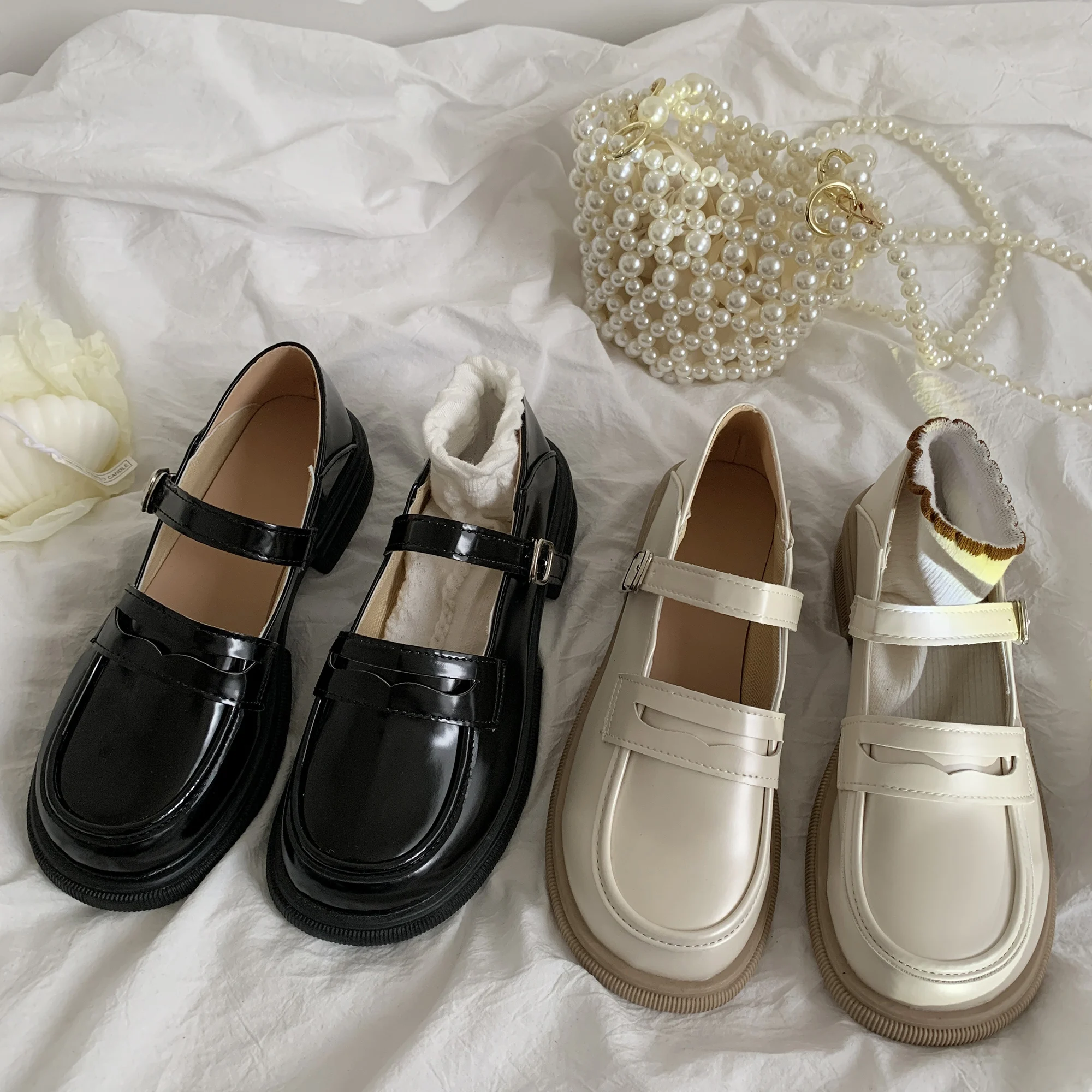 

All-Match Shoes Woman Flats Modis British Style Oxfords Dress Retro Summer 2022 Preppy New Leather PU Med Rubber Basic Rome Mary
