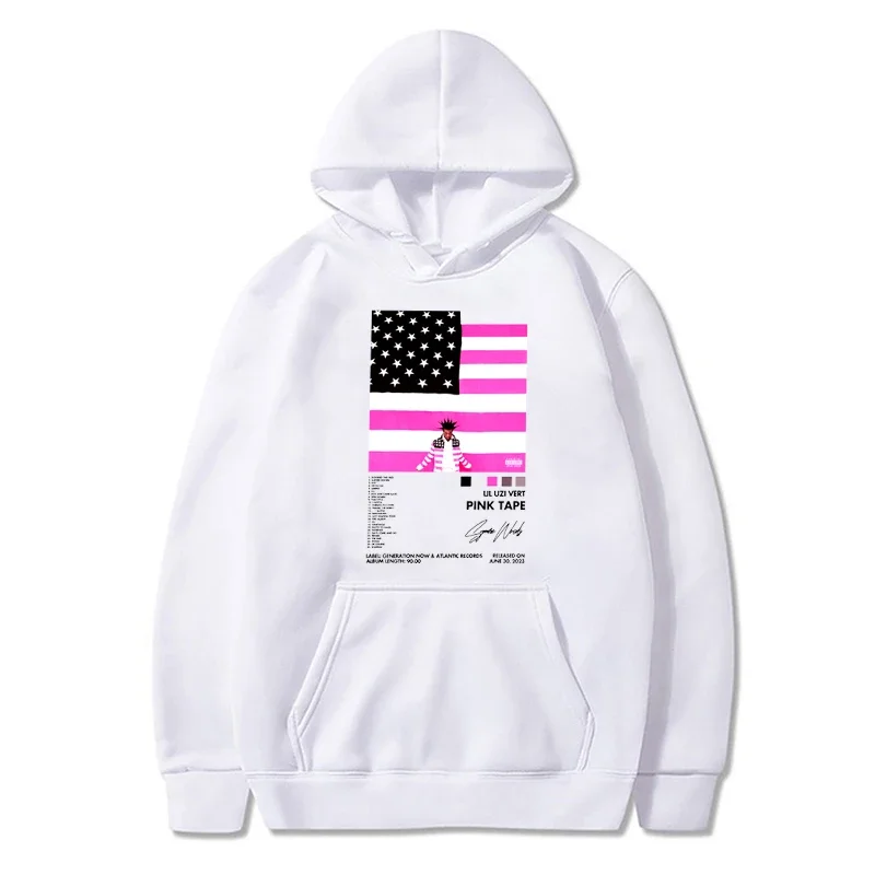 Толстовки Rapper Lil Uzi Vert с музыкальным альбомом и розовой лентой худи графическим