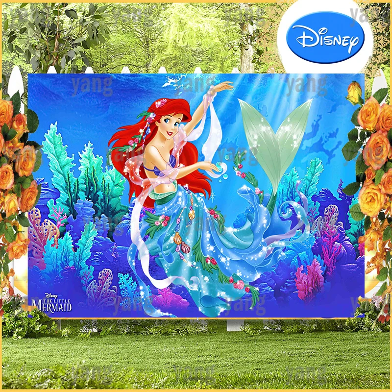 Colorful Seaweed Disney Backdrop The Little Mermaid Ariel Princess Dancing Birthday Party Background Girls Baby Happy Decoration