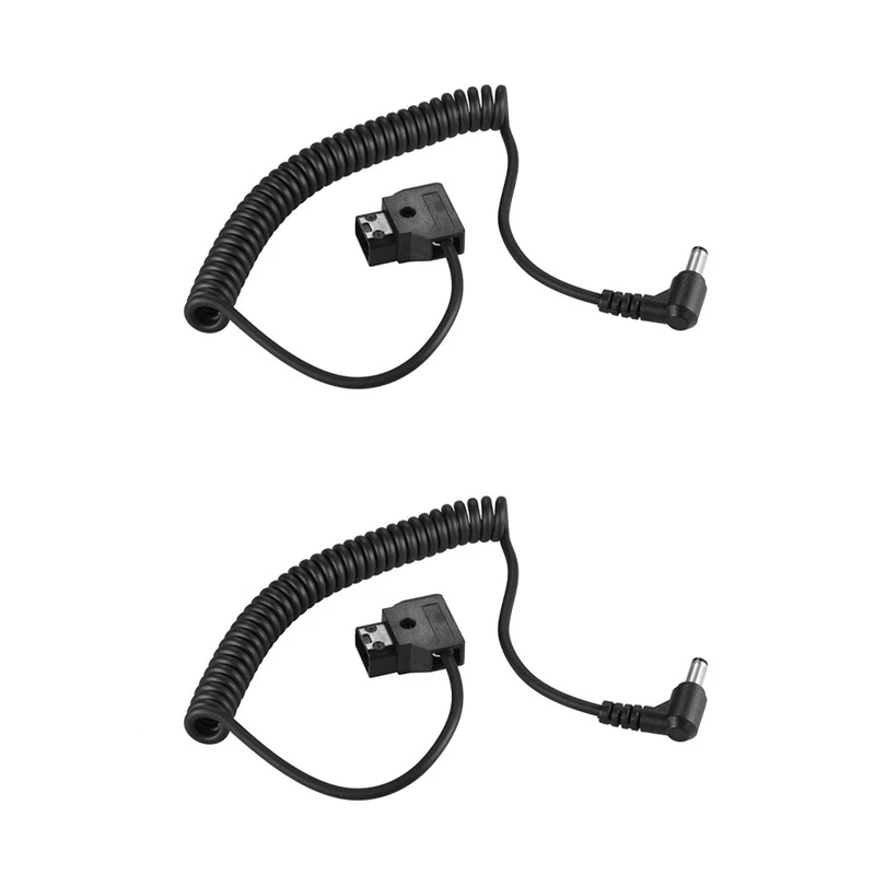 

2X Coiled 1M/3.28Ft D-Tap 2Pin Male To Dc 5.5 X 2.1Mm Adapter Cable Elastic Line For Anton V-Mount Battery Dslr Cage Rig