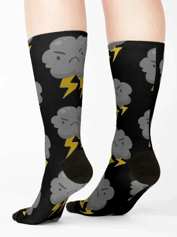 Angry Cloud With Lightning Thunderstorm Weather Socks роскошные женские носки для бега мужские