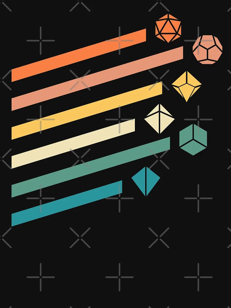 Набор Ретро радужных полигедрических игральных костей Классическая футболка