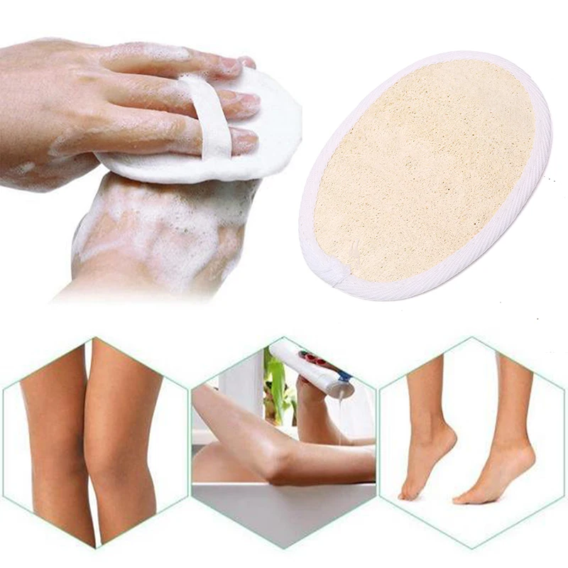 1PC Natural Loofah Sponge Bathtub Exfoliating Bath Glove Towel Skin Disc Pad Male Female Facial Cleaning Brush Exfoliating Glove