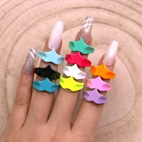 punk style candy colored hand painted surface star open adjustable rings for women hip hop copper gold plated rings accessories