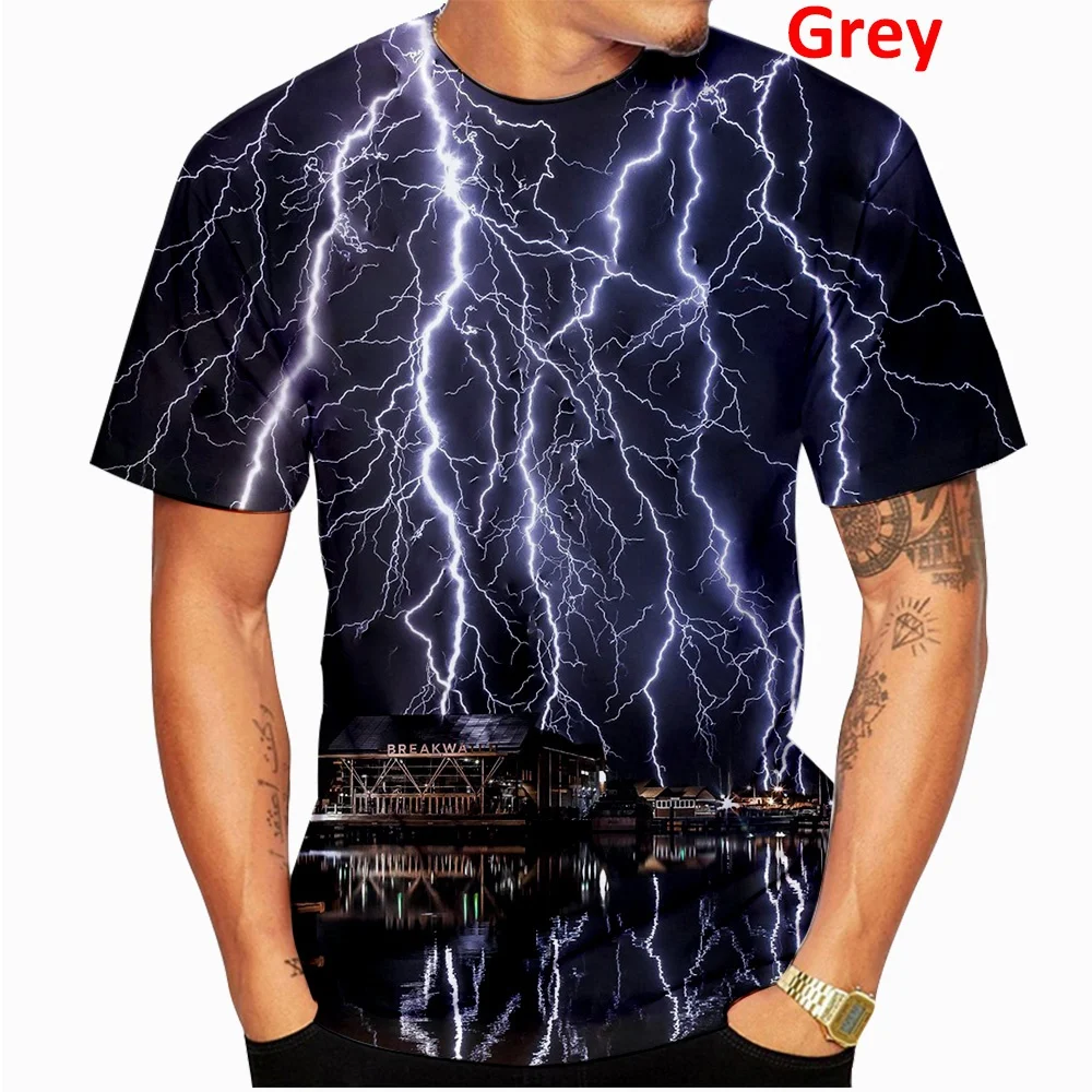 

Newest Fashion 3D Lightning Printed T Shirt Cool Short-sleeved T-shirt 3D Men Women Tops Pullover Tee